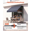 image:imageVEVOR Manual Retractable Awning 118 Outdoor Retractable Patio Awning Sunshade Shelter Height Adjustable Patio Door Window Canopy with Manual Crank Handle for Backyard Garden Balcony Dark GrayDark Gray
