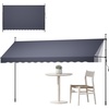 image:imageVEVOR Manual Retractable Awning 118 Outdoor Retractable Patio Awning Sunshade Shelter Height Adjustable Patio Door Window Canopy with Manual Crank Handle for Backyard Garden Balcony Dark GrayDark Gray