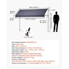 image:imageVEVOR Manual Retractable Awning 118 Outdoor Retractable Patio Awning Sunshade Shelter Height Adjustable Patio Door Window Canopy with Manual Crank Handle for Backyard Garden Balcony Dark GrayDark Gray