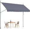 image:imageVEVOR Manual Retractable Awning 118 Outdoor Retractable Patio Awning Sunshade Shelter Height Adjustable Patio Door Window Canopy with Manual Crank Handle for Backyard Garden Balcony Dark GrayDark Gray