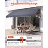 image:imageVEVOR Manual Retractable Awning 118 Outdoor Retractable Patio Awning Sunshade Shelter Height Adjustable Patio Door Window Canopy with Manual Crank Handle for Backyard Garden Balcony Dark GrayDark Gray