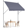 image:imageVEVOR Manual Retractable Awning 118 Outdoor Retractable Patio Awning Sunshade Shelter Height Adjustable Patio Door Window Canopy with Manual Crank Handle for Backyard Garden Balcony Dark GrayDark Gray