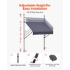 image:imageVEVOR Manual Retractable Awning 118 Outdoor Retractable Patio Awning Sunshade Shelter Height Adjustable Patio Door Window Canopy with Manual Crank Handle for Backyard Garden Balcony Dark GrayDark Gray