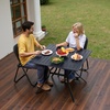 image:imageVEVOR Outdoor Patio Dining Table 59 inch Long Rectangular WoodLike Steel Slat Backyard Bistro Tables for 46 with 15 in Umbrella Hole AllWeather Large Furniture for Lawn Garden Porch Brown37 inch