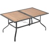image:imageVEVOR Outdoor Patio Dining Table 59 inch Long Rectangular WoodLike Steel Slat Backyard Bistro Tables for 46 with 15 in Umbrella Hole AllWeather Large Furniture for Lawn Garden Porch Brown59 inchWoodLike Steel
