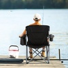 image:imageVEVOR Oversized Camping Folding Chair Portable Heavy Duty Outdoor Quad Lumbar Back Padded with Side Pockets Cup Holder and Cooler Bag for Beach Lawn Picnic Fishing Backpacking Black1 Pack