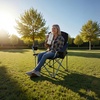 image:imageVEVOR Oversized Camping Folding Chair Portable Heavy Duty Outdoor Quad Lumbar Back Padded with Side Pockets Cup Holder and Cooler Bag for Beach Lawn Picnic Fishing Backpacking Black2 Pack