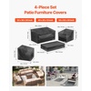 image:imageVEVOR Patio Furniture Cover 4Piece Set 420D Heavy Duty Waterproof Outdoor Dining Table and Chairs Cover Set Lawn Patio Furniture Covers for Outdoor Sofa Couch Chairs Coffee Table Black