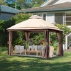 image:imageVEVOR Patio Gazebo for 1012 Person 10 x 13 FT Backyard Gazebo with Mosquito Netting Metal Frame and PU Coated 180G Polyester Outdoor Canopy Shelter for Patio Backyard Lawn Garden DeckBeigeBlack