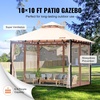 image:imageVEVOR Patio Gazebo for 1012 Person 10 x 13 FT Backyard Gazebo with Mosquito Netting Metal Frame and PU Coated 180G Polyester Outdoor Canopy Shelter for Patio Backyard Lawn Garden DeckBeigeBlack