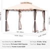 image:imageVEVOR Patio Gazebo for 1012 Person 10 x 13 FT Backyard Gazebo with Mosquito Netting Metal Frame and PU Coated 180G Polyester Outdoor Canopy Shelter for Patio Backyard Lawn Garden DeckBeigeBlack