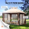image:imageVEVOR Patio Gazebo for 1012 Person 10 x 13 FT Backyard Gazebo with Mosquito Netting Metal Frame and PU Coated 180G Polyester Outdoor Canopy Shelter for Patio Backyard Lawn Garden DeckBeigeBlack