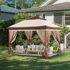 image:imageVEVOR Patio Gazebo for 1012 Person 10 x 13 FT Backyard Gazebo with Mosquito Netting Metal Frame and PU Coated 180G Polyester Outdoor Canopy Shelter for Patio Backyard Lawn Garden DeckBrown