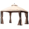 image:imageVEVOR Patio Gazebo for 1012 Person 10 x 13 FT Backyard Gazebo with Mosquito Netting Metal Frame and PU Coated 180G Polyester Outdoor Canopy Shelter for Patio Backyard Lawn Garden DeckBeigeBlack