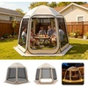 image:imageVEVOR Pop up Screen House Tent 12 x 6 ft 2 in 1 Screen Gazebo Portable Screened in Canopy with Carry Bag Netting Sides Ground Stakes for Garden Patio Backyard and Outdoor Activities BeigeBeige