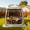 image:imageVEVOR Pop up Screen House Tent 12 x 6 ft 2 in 1 Screen Gazebo Portable Screened in Canopy with Carry Bag Netting Sides Ground Stakes for Garden Patio Backyard and Outdoor Activities BeigeBeige