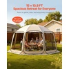 image:imageVEVOR Pop up Screen House Tent 12 x 6 ft 2 in 1 Screen Gazebo Portable Screened in Canopy with Carry Bag Netting Sides Ground Stakes for Garden Patio Backyard and Outdoor Activities BeigeBeige
