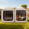 image:imageVEVOR Pop up Screen House Tent 12 x 6 ft 2 in 1 Screen Gazebo Portable Screened in Canopy with Carry Bag Netting Sides Ground Stakes for Garden Patio Backyard and Outdoor Activities BeigeBeige 2