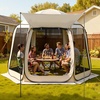 image:imageVEVOR Pop up Screen House Tent 12 x 6 ft 2 in 1 Screen Gazebo Portable Screened in Canopy with Carry Bag Netting Sides Ground Stakes for Garden Patio Backyard and Outdoor Activities BeigeBeige 1