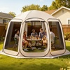 image:imageVEVOR Pop up Screen House Tent 12 x 6 ft 2 in 1 Screen Gazebo Portable Screened in Canopy with Carry Bag Netting Sides Ground Stakes for Garden Patio Backyard and Outdoor Activities BeigeBeige