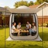 image:imageVEVOR Pop up Screen House Tent 12 x 6 ft 2 in 1 Screen Gazebo Portable Screened in Canopy with Carry Bag Netting Sides Ground Stakes for Garden Patio Backyard and Outdoor Activities BeigeBeige 1