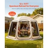image:imageVEVOR Pop up Screen House Tent 12 x 6 ft 2 in 1 Screen Gazebo Portable Screened in Canopy with Carry Bag Netting Sides Ground Stakes for Garden Patio Backyard and Outdoor Activities BeigeBeige