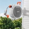image:imageVEVOR Retractable Garden Hose Reel 12 in x 100 ft Wall Mounted Hose Reel with 9Function Sprayer Nozzle and 180 Swivel Bracket Any Length Lock Automatic Slow Rewind System for Garden Watering12 in x 65 ft