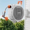 image:imageVEVOR Retractable Garden Hose Reel 12 in x 100 ft Wall Mounted Hose Reel with 9Function Sprayer Nozzle and 180 Swivel Bracket Any Length Lock Automatic Slow Rewind System for Garden Watering12 in x 145 ft