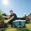 image:imageVEVOR Rolling Garden Cart with Seat Metal Rolling Garden Work Seat with Wheels Supports up to 400 LBS Heavy Duty Gardening Cart Scooter Outdoor Wagon amp Stool on Wheels for Lawn Patio BackyardGreen  White