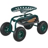 image:imageVEVOR Rolling Garden Cart with Seat Metal Rolling Garden Work Seat with Wheels Supports up to 400 LBS Heavy Duty Gardening Cart Scooter Outdoor Wagon amp Stool on Wheels for Lawn Patio BackyardBlack