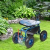 image:imageVEVOR Rolling Garden Cart with Seat Metal Rolling Garden Work Seat with Wheels Supports up to 400 LBS Heavy Duty Gardening Cart Scooter Outdoor Wagon amp Stool on Wheels for Lawn Patio BackyardBlue