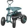 image:imageVEVOR Rolling Garden Cart with Seat Metal Rolling Garden Work Seat with Wheels Supports up to 400 LBS Heavy Duty Gardening Cart Scooter Outdoor Wagon amp Stool on Wheels for Lawn Patio BackyardGreen