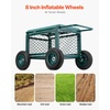 image:imageVEVOR Rolling Garden Cart with Seat Metal Rolling Garden Work Seat with Wheels Supports up to 400 LBS Heavy Duty Gardening Cart Scooter Outdoor Wagon amp Stool on Wheels for Lawn Patio BackyardGreen  Black