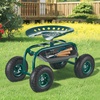 image:imageVEVOR Rolling Garden Cart with Seat Metal Rolling Garden Work Seat with Wheels Supports up to 400 LBS Heavy Duty Gardening Cart Scooter Outdoor Wagon amp Stool on Wheels for Lawn Patio BackyardBlack
