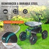 image:imageVEVOR Rolling Garden Cart with Seat Metal Rolling Garden Work Seat with Wheels Supports up to 400 LBS Heavy Duty Gardening Cart Scooter Outdoor Wagon amp Stool on Wheels for Lawn Patio BackyardGreen