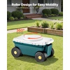 image:imageVEVOR Rolling Garden Cart with Seat Metal Rolling Garden Work Seat with Wheels Supports up to 400 LBS Heavy Duty Gardening Cart Scooter Outdoor Wagon amp Stool on Wheels for Lawn Patio BackyardGreen  White