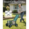 image:imageVEVOR Rolling Garden Cart with Seat Metal Rolling Garden Work Seat with Wheels Supports up to 400 LBS Heavy Duty Gardening Cart Scooter Outdoor Wagon amp Stool on Wheels for Lawn Patio BackyardGreen  Black