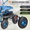 image:imageVEVOR Rolling Garden Cart with Seat Metal Rolling Garden Work Seat with Wheels Supports up to 400 LBS Heavy Duty Gardening Cart Scooter Outdoor Wagon amp Stool on Wheels for Lawn Patio BackyardBlue