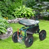image:imageVEVOR Rolling Garden Cart with Seat Metal Rolling Garden Work Seat with Wheels Supports up to 400 LBS Heavy Duty Gardening Cart Scooter Outdoor Wagon amp Stool on Wheels for Lawn Patio BackyardGreen