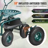 image:imageVEVOR Rolling Garden Cart with Seat Metal Rolling Garden Work Seat with Wheels Supports up to 400 LBS Heavy Duty Gardening Cart Scooter Outdoor Wagon amp Stool on Wheels for Lawn Patio BackyardGreen