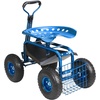 image:imageVEVOR Rolling Garden Cart with Seat Metal Rolling Garden Work Seat with Wheels Supports up to 400 LBS Heavy Duty Gardening Cart Scooter Outdoor Wagon amp Stool on Wheels for Lawn Patio BackyardBlue