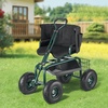 image:imageVEVOR Rolling Garden Cart with Seat Metal Rolling Garden Work Seat with Wheels Supports up to 400 LBS Heavy Duty Gardening Cart Scooter Outdoor Wagon amp Stool on Wheels for Lawn Patio BackyardDark Green