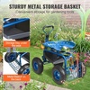 image:imageVEVOR Rolling Garden Cart with Seat Metal Rolling Garden Work Seat with Wheels Supports up to 400 LBS Heavy Duty Gardening Cart Scooter Outdoor Wagon amp Stool on Wheels for Lawn Patio BackyardBlue