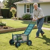 image:imageVEVOR Rolling Garden Cart with Seat Metal Rolling Garden Work Seat with Wheels Supports up to 400 LBS Heavy Duty Gardening Cart Scooter Outdoor Wagon amp Stool on Wheels for Lawn Patio BackyardGreen  Black