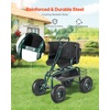 image:imageVEVOR Rolling Garden Cart with Seat Metal Rolling Garden Work Seat with Wheels Supports up to 400 LBS Heavy Duty Gardening Cart Scooter Outdoor Wagon amp Stool on Wheels for Lawn Patio BackyardDark Green