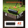 image:imageVEVOR Rolling Lawn Aerator 15 in Manual Push Aerator Roller with 42 Spikes amp 60 in Long Handle Fillable Drum for Added Weight HeavyDuty Lawn Soil Penetrator for Garden Yard Compacted SoilsRolling