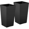 image:imageVEVOR Set of 2 Tall Outdoor Planters 21 H Round Large Planters for Front Porch and Patio Stone Finish Flower Tree Plant PotsBlack