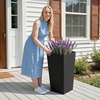 image:imageVEVOR Set of 2 Tall Outdoor Planters 21 H Round Large Planters for Front Porch and Patio Stone Finish Flower Tree Plant PotsBlack