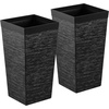 image:imageVEVOR Set of 2 Tall Outdoor Planters 21 H Round Large Planters for Front Porch and Patio Stone Finish Flower Tree Plant PotsBlack
