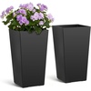 image:imageVEVOR Set of 2 Tall Outdoor Planters 21 H Round Large Planters for Front Porch and Patio Stone Finish Flower Tree Plant PotsBlack